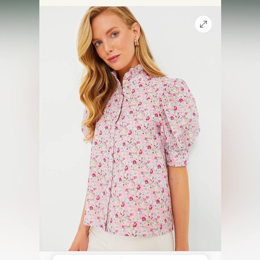 Tuckernuck Hyacinth House Pink Multi Floral Louisa Blouse, XS